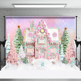 Lofaris Colorful Candy House Xmas Tree Christmas Backdrop